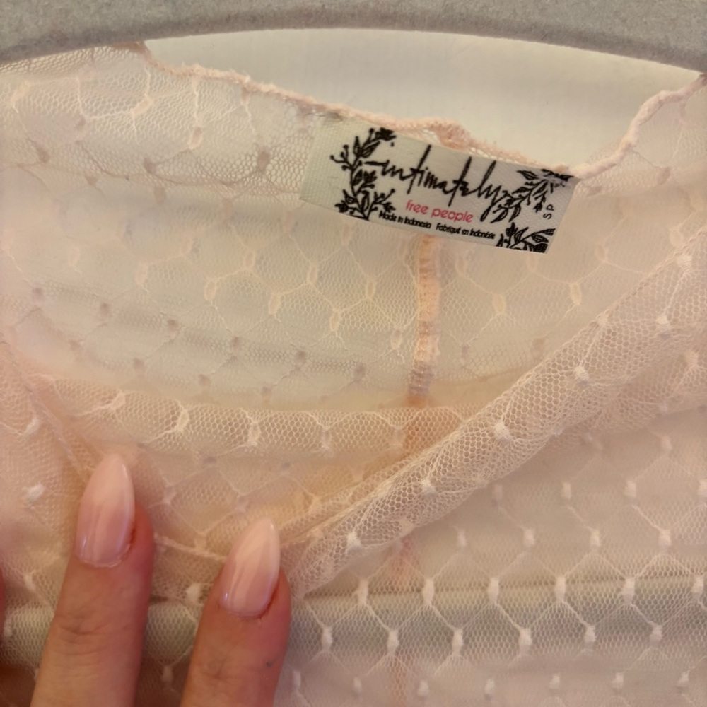 Free People Pink Sheer Mesh Long Sleeve Top - Picture 4 of 11